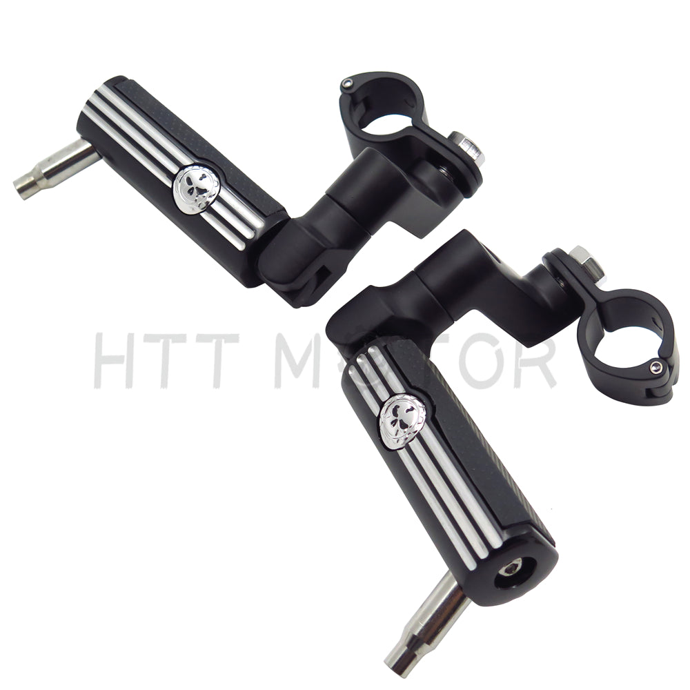 Unique Skull Foot Pegs Black For Harley-Davidson Softail Male Peg Mount