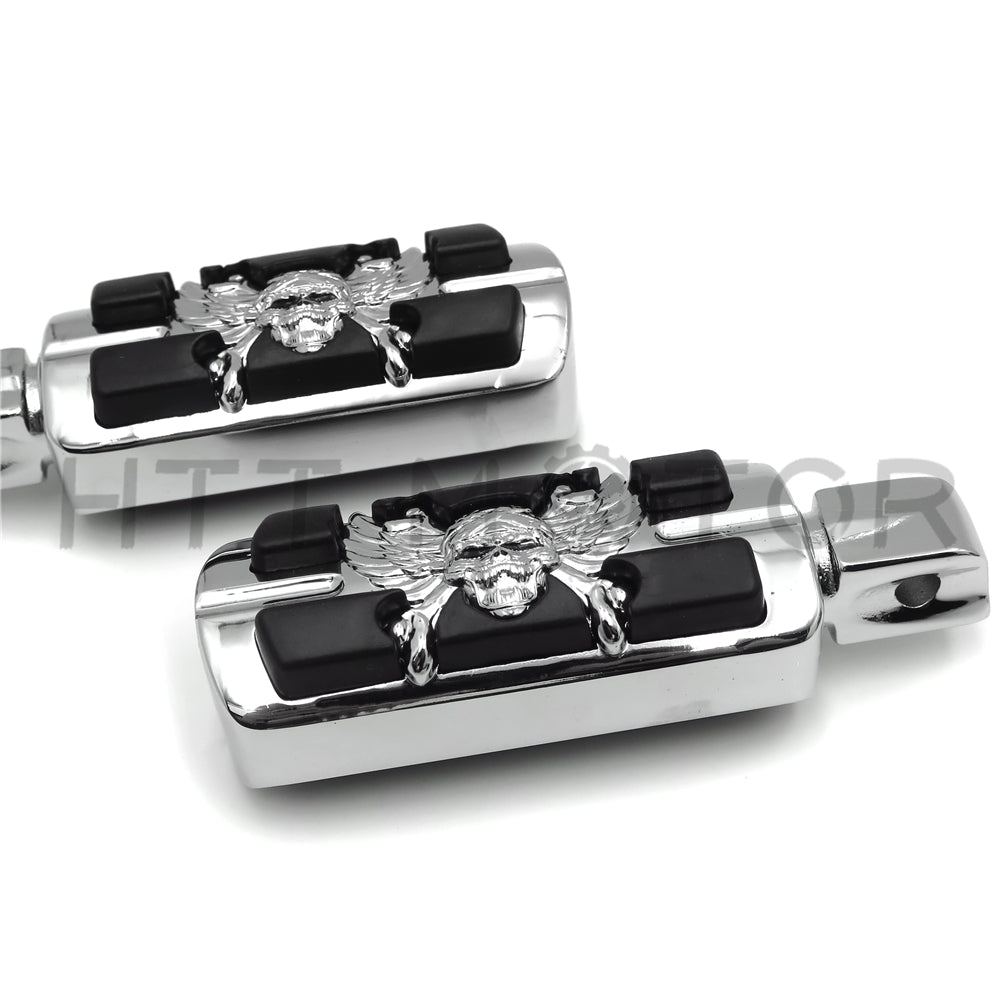 Pirate Skull Footpegs for Kawasaki rear Vulcan 900 Custom Yamaga Virago 250 Chrome