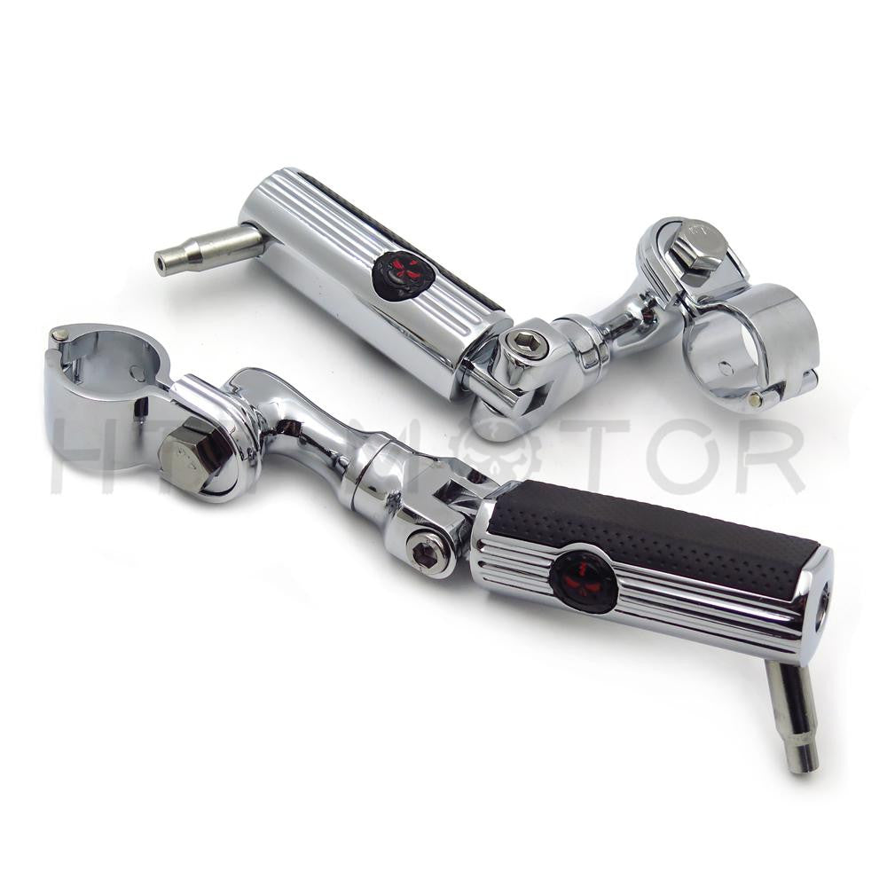 Gear Skull 1" 25mm Footpeg Mounting Kit Chrome Short Angled