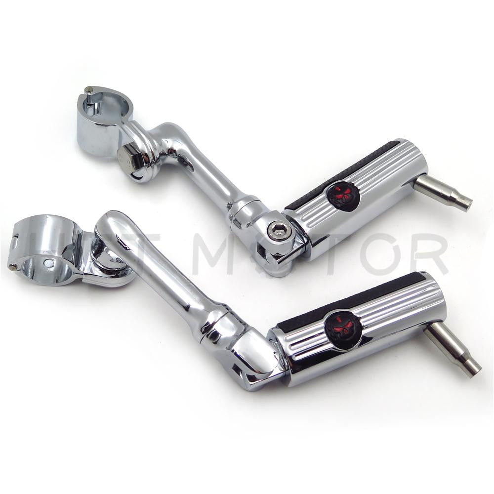 Gear Skull 1.5" Footpeg Mounting Kit Chrome Long Angled