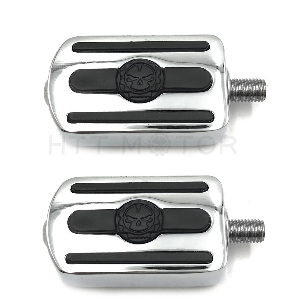 2x Chrome Gear Furious Skull shifter peg Toe Heel Rest Peg For Harlye 84-17