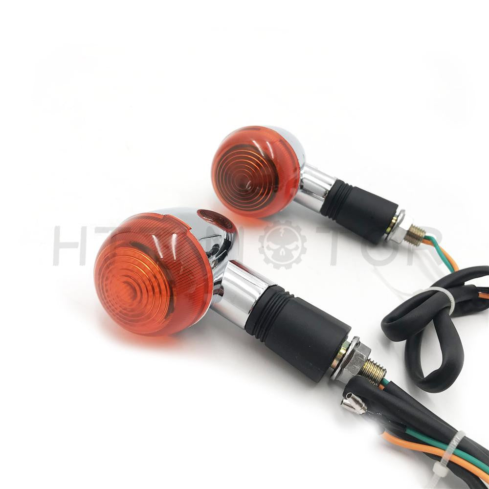 2X Universal Motorcycle Turn Signal Indicators Blinker Amber Light Chrome Metal