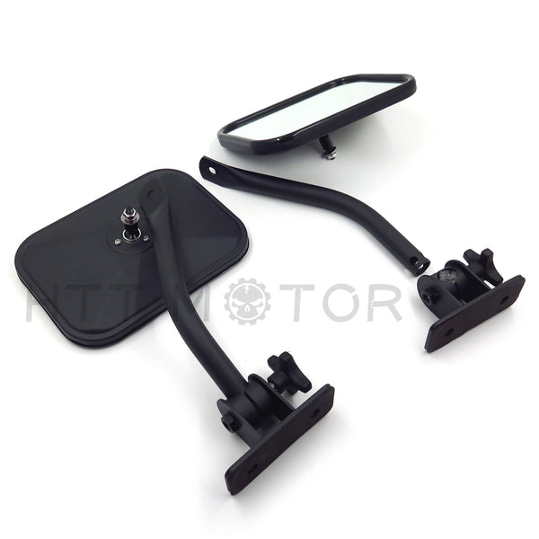 HTTMT- Pair Quick Release View Mirror Rectangular Black For Jeep Wrangler TJ JK 97-17