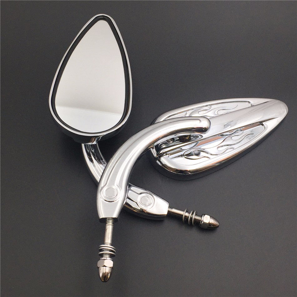 HTT Motorcycle No Logo Custom Tailfin Mirrors Fit Harley Sportster 883 XLH Springer Softail V Chromed