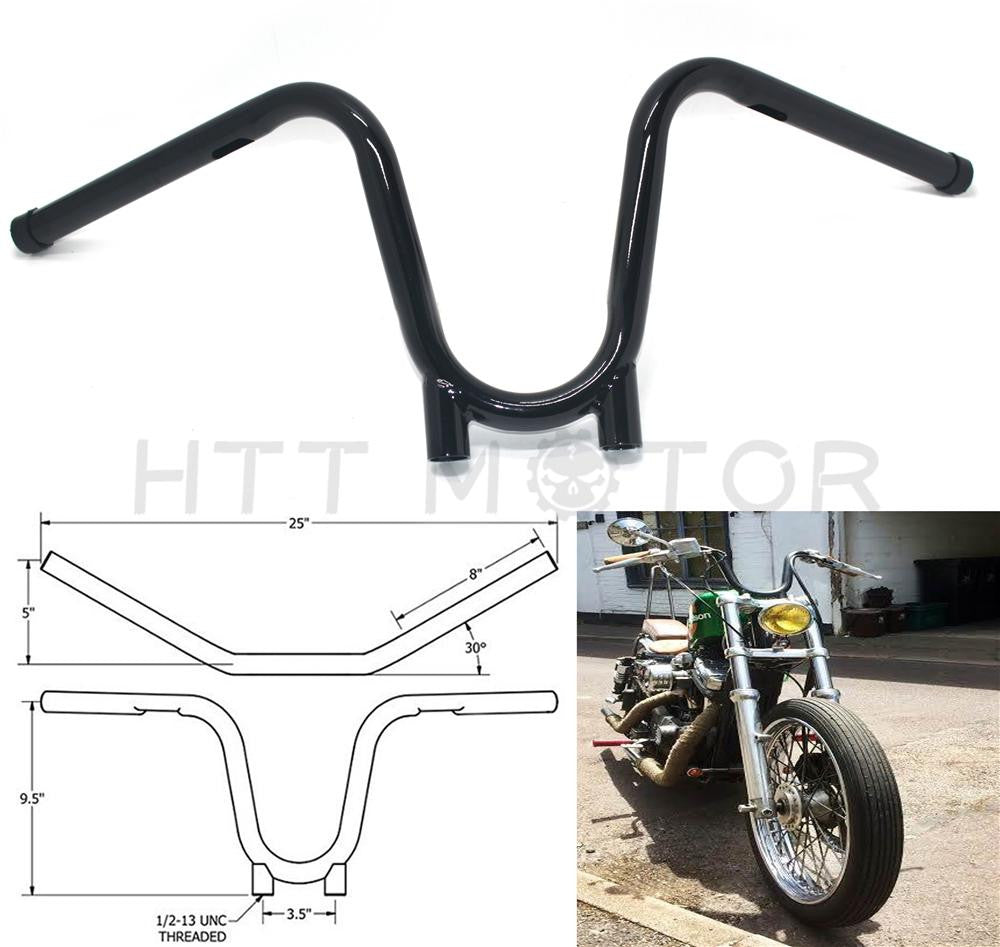 1" Bootlegger Handlebar cut out For sportster dyna chopper bobber ape 82-up Black