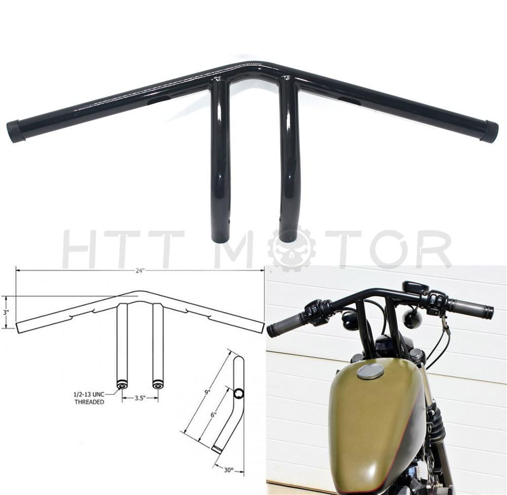 1" Whiskey Handlebars Black hollow out For Harley sportster dyna chopper bobber