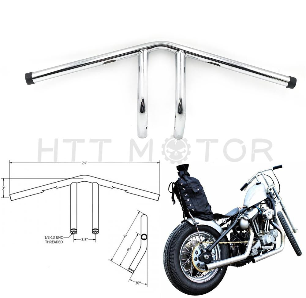 1" Whiskey Handlebars Chrome hollow out For sportster dyna chopper bobber ape