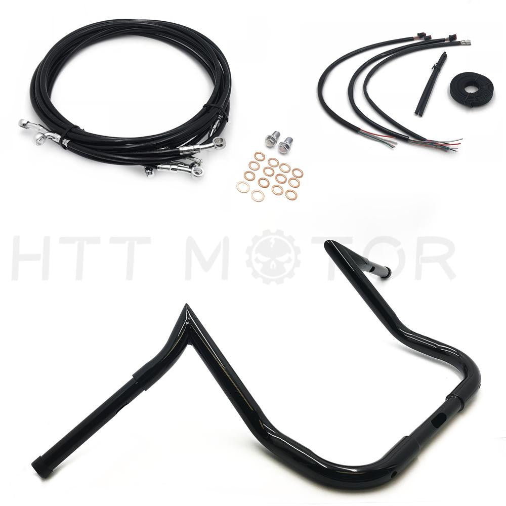 14" Handlebars ABS CABLE KIT Extension Wiring For 14-17 HARLEY TOURING BATWING Black