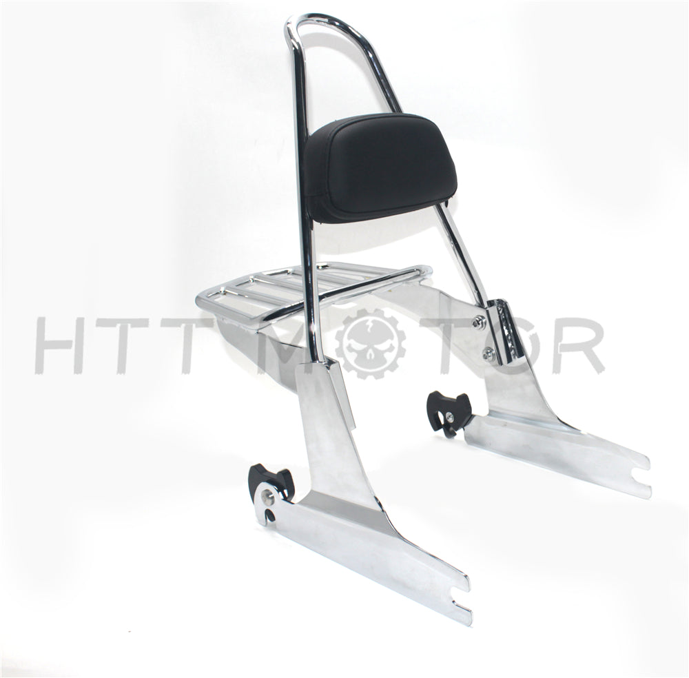 sissybar backrest luggage rack Passenger For Harley Softail 00-05 Chrome