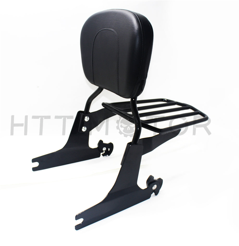 sissybar backrest Detachable luggage rack For Harley Softail 2006-2017 Black