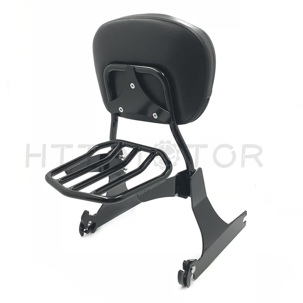 Black Detachable Backrest Sissy Bar Passenger Luggage Rack For Harley 08-09 FXDF