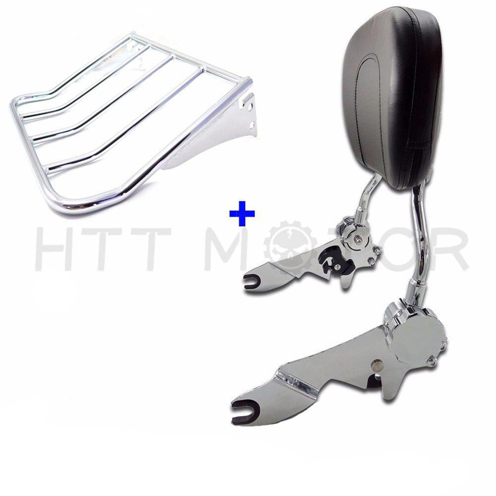 Detachable Adjustable Backrest Sissy Bar+Luggage Rack For Harley Touring 09-15