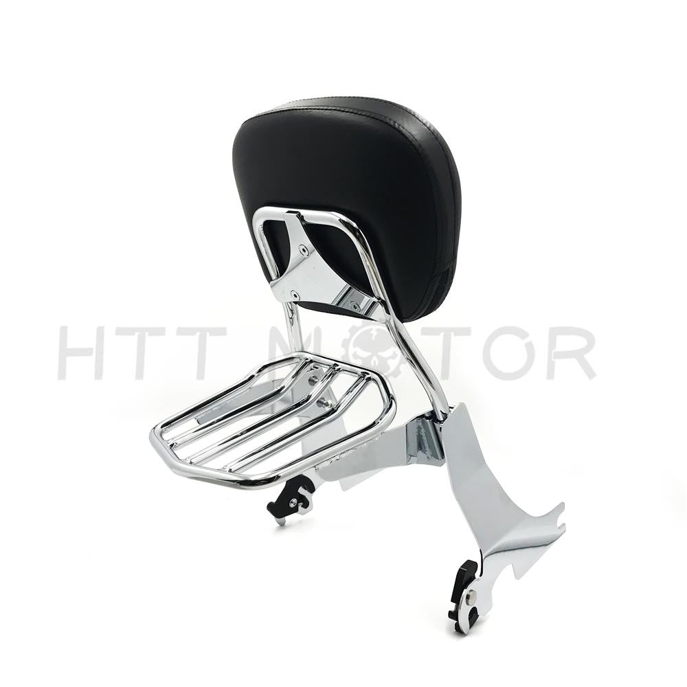 Chrome Sissy Bar Passenger Backrest w/ Pad for Harley Sportster Models 2004-2016