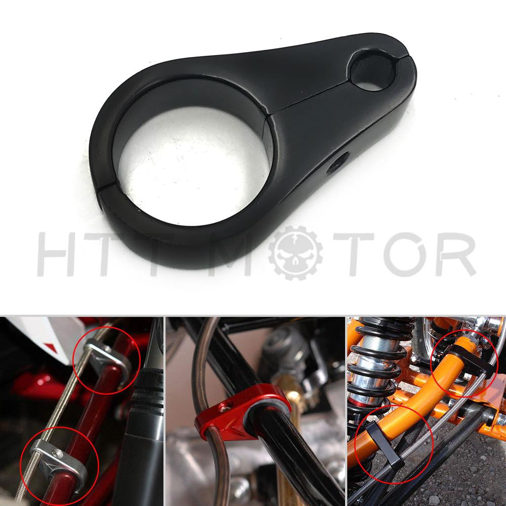 1" 25MM Black Brake Line Clutch Cable Handlebar Frame Clamp for UTV ATV Harley